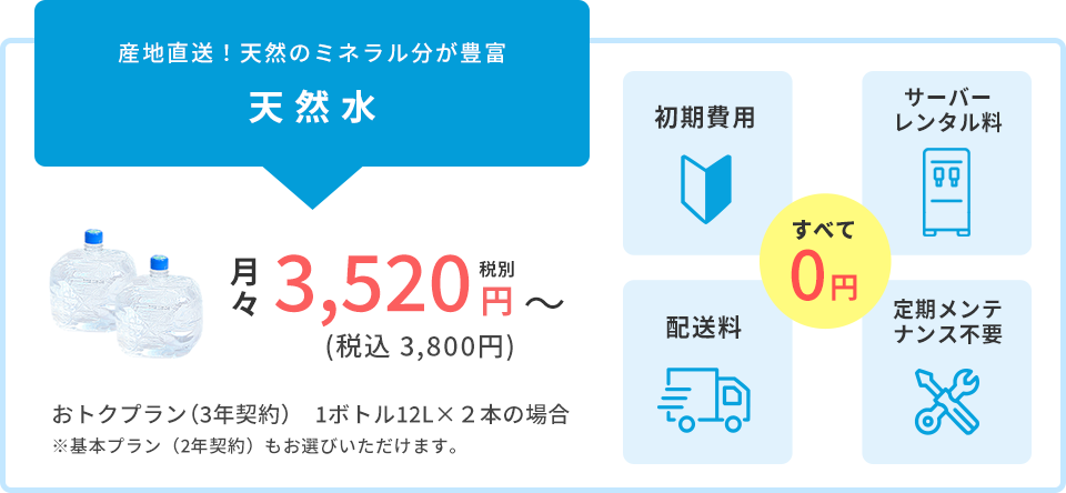 産地直送!天然のミネラル分が豊富天然水